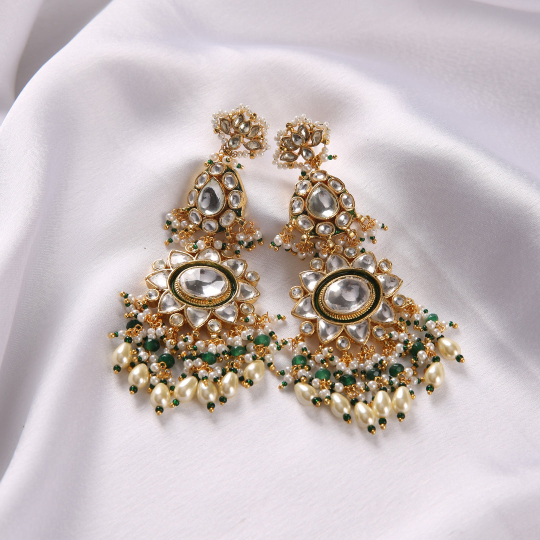 PRAKRUTI GREEN KUNDAN EARRING