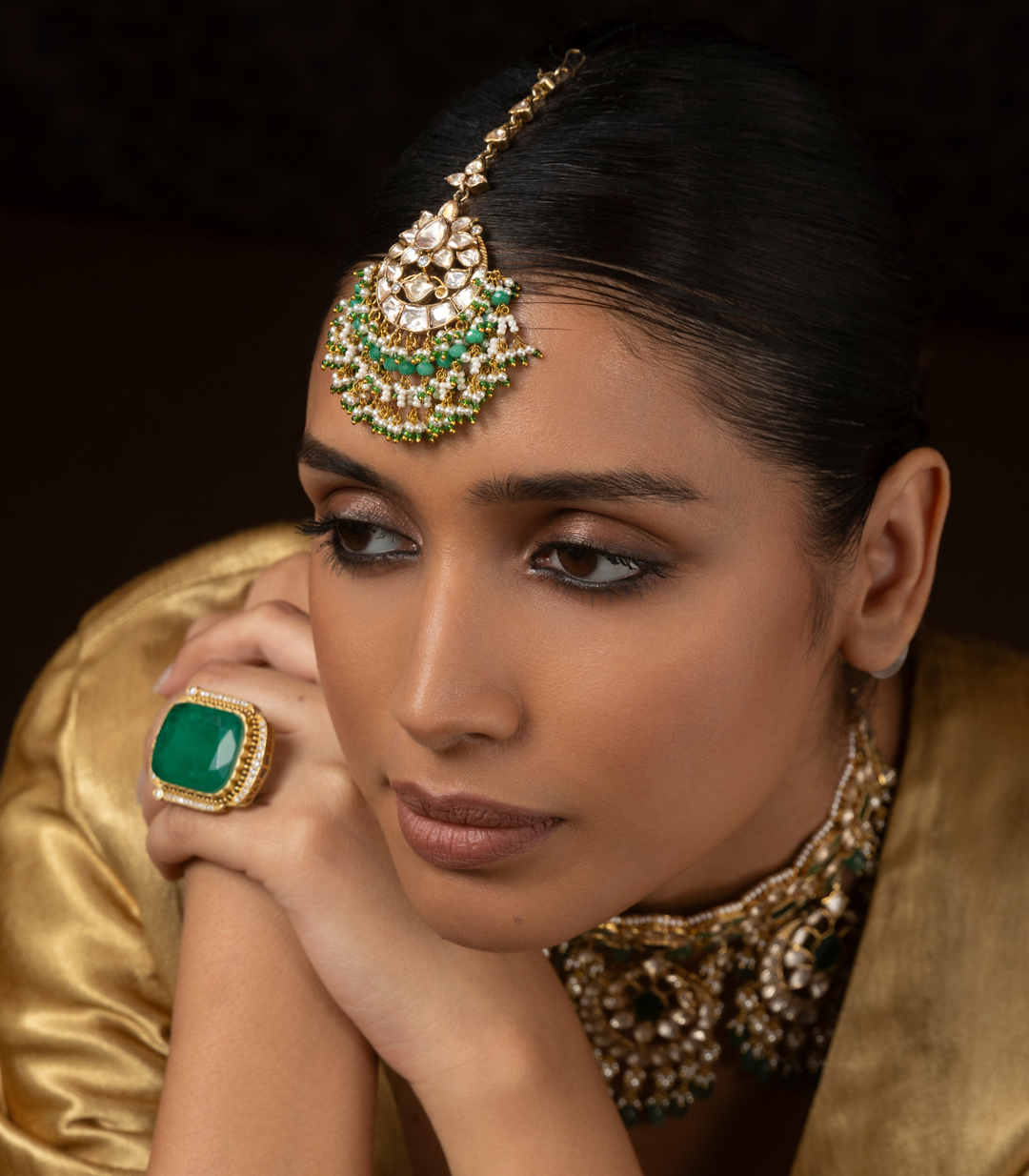 RISHA GOLD MOISSANITE TIKKA