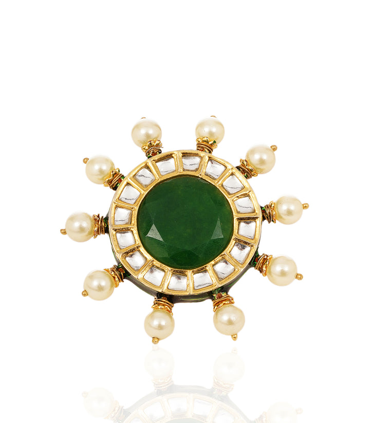 NAVYA GREEN KUNDAN RING