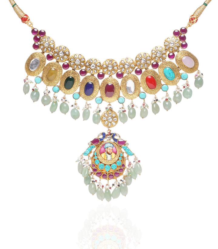 Jayaswi Navratan Kundan Necklace Set