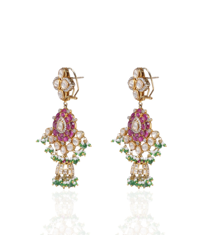 Tanishka Red & Green Moissanite Necklace Set