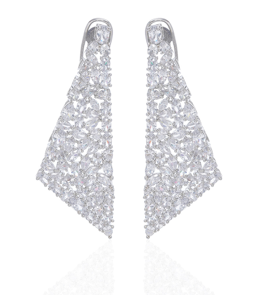 JEEVIKA SILVER FINISH ZIRCON ZIRCON EARRING