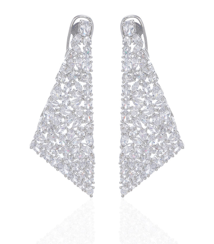 JEEVIKA SILVER FINISH ZIRCON ZIRCON EARRING