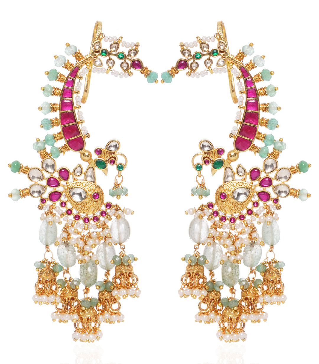 EESHA RED & GREEN  KUNDAN STATEMENT EARING