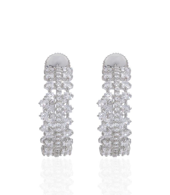 MAHI SILVER FINISH ZIRCON STUD