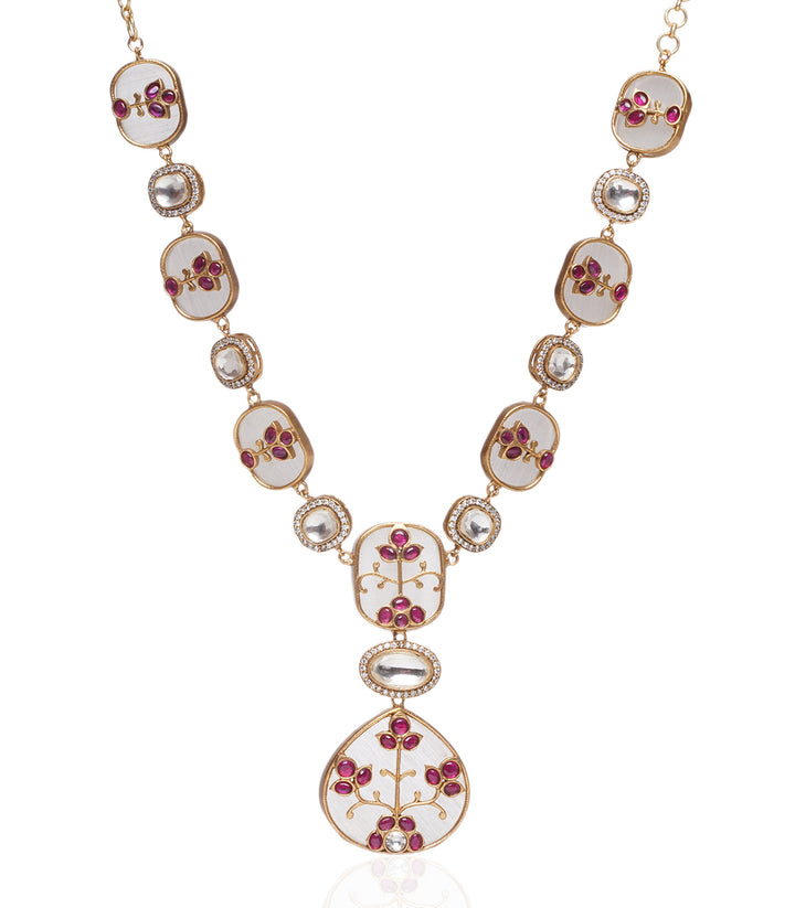 Lavanya Red Polki Necklace Set