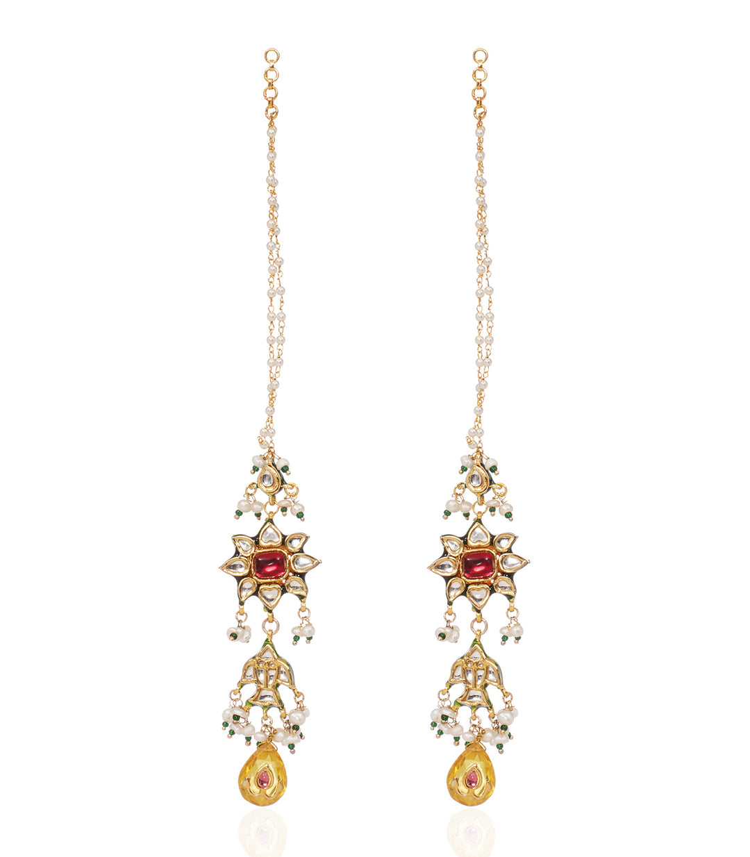 IKSHA RED KUNDAN STATEMENT EARRING