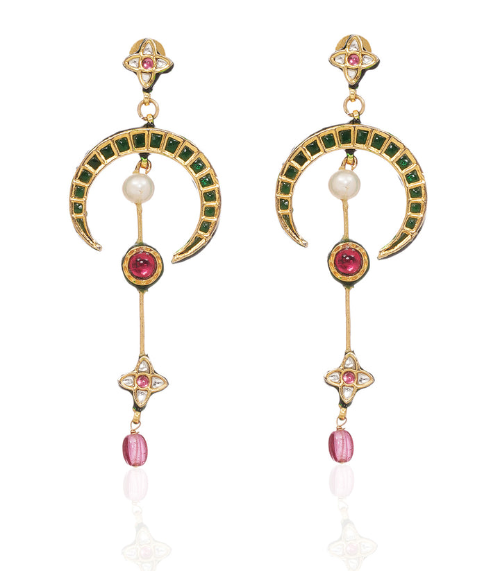 MEGHA RED & GREEN KUNDAN STATEMENT EARRING