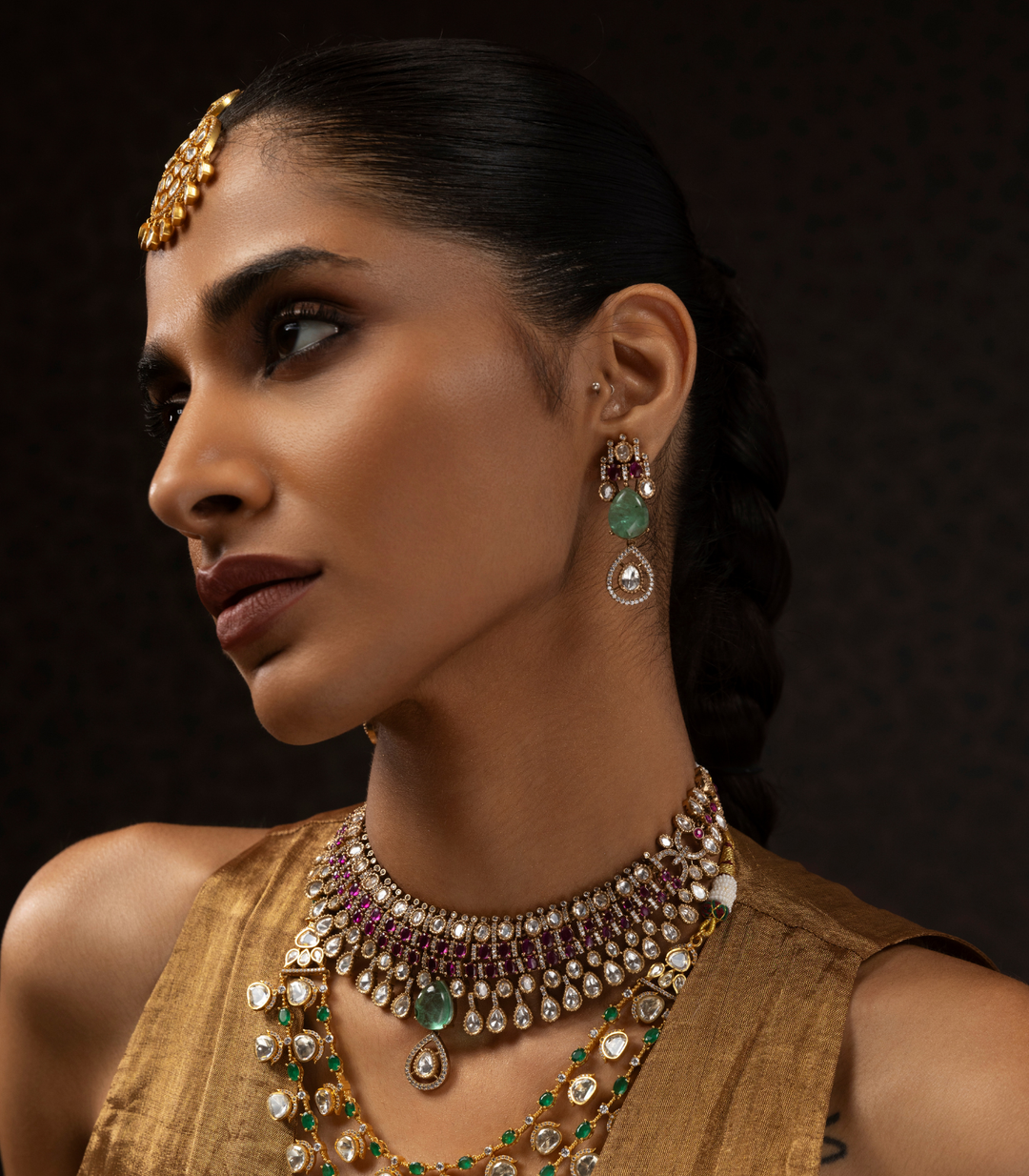 NISHA RED POLKI NECKLACE SET