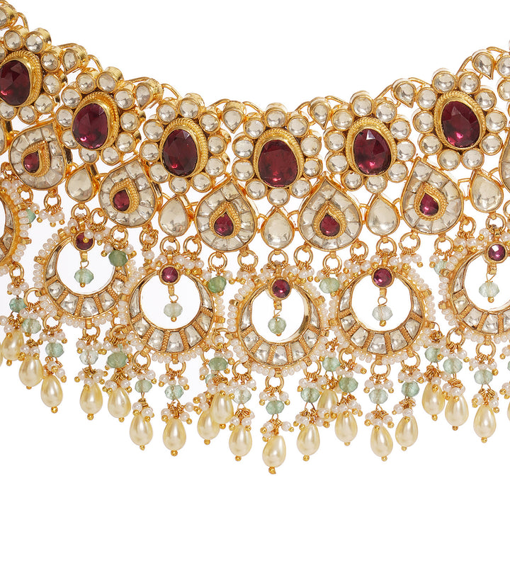 MAHITA RODO LIGHT KUNDAN NECKLACE SET