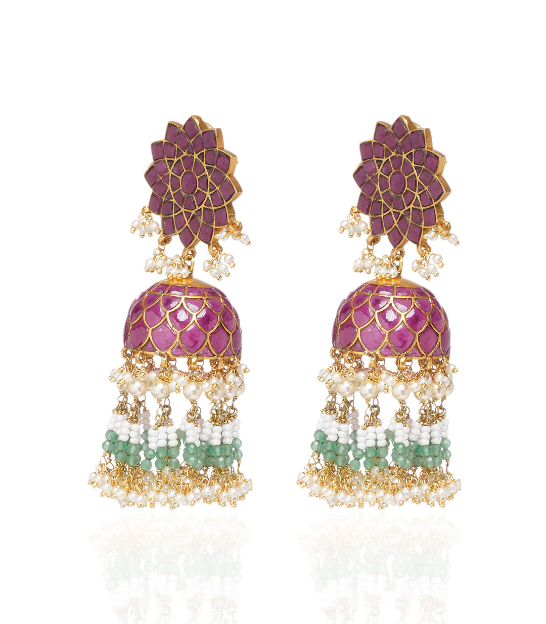 Yogeshwari Red & Green Jhumka