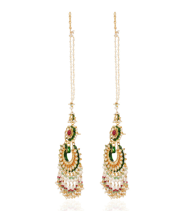 HARITA RED & GREEN KUNDAN CHANDBALI
