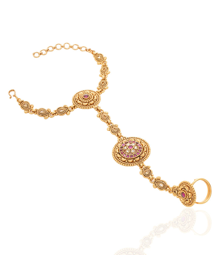 RADHIKA RED GOLD PLATED HATHPHOOLS