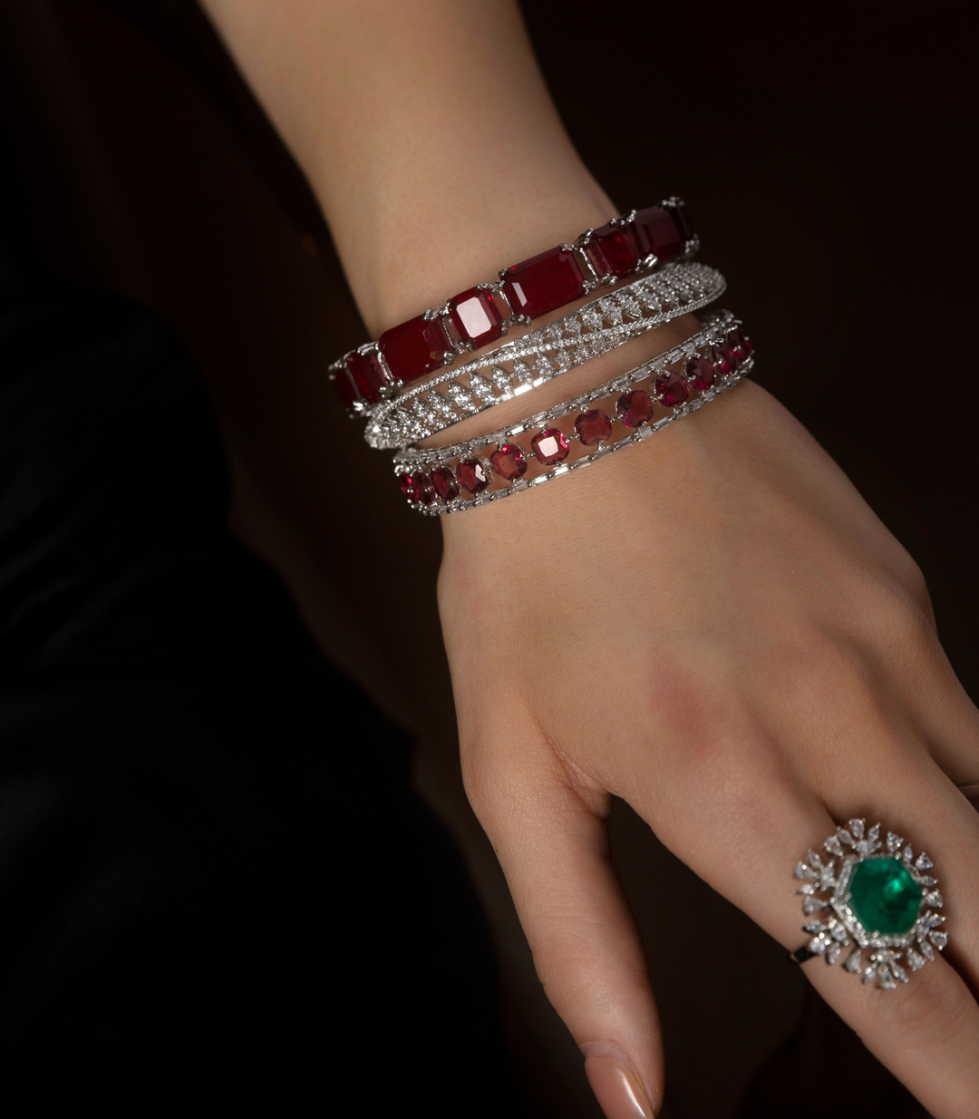 ROSIE RED ZIRCON BANGLES