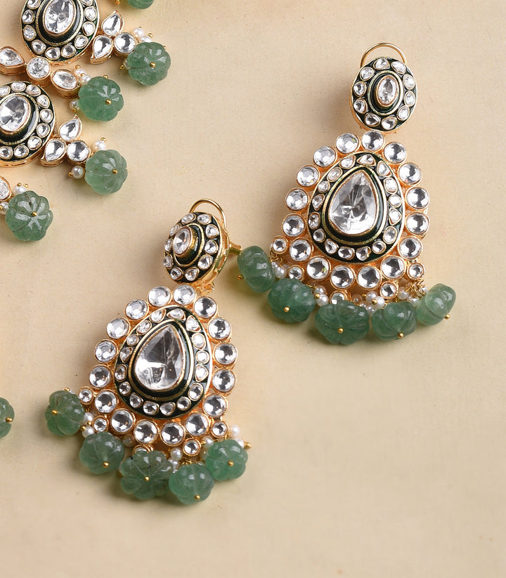 KARALIKA GREEN MEENA POLKI NECKLACE SET