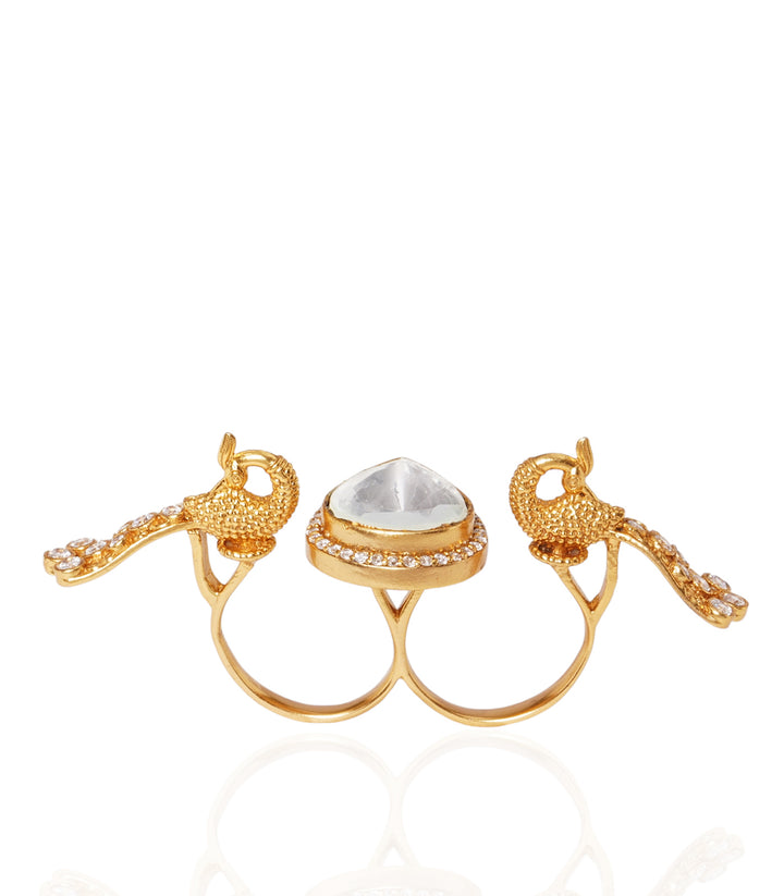 MAYUR GOLD PLATED POLKI RING