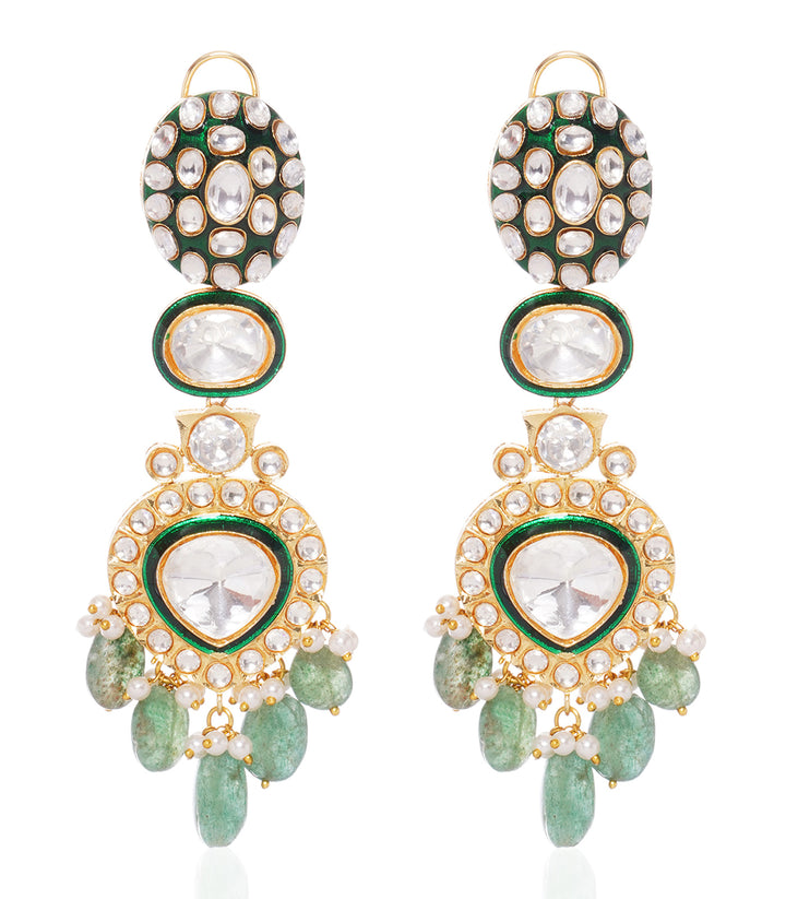 LAVANYA  GREEN POLKI NECKLACE SET