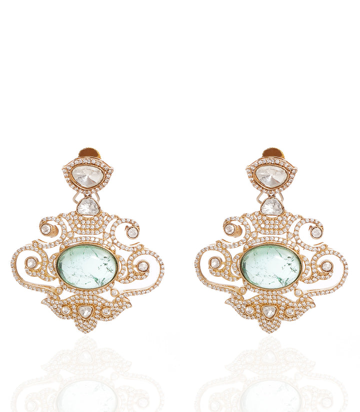 PANKTI MINT POLKI LONG NECKLACE