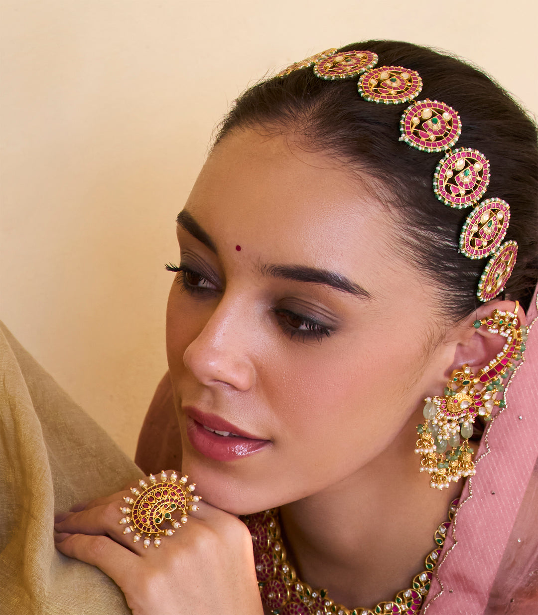 BHAVINI RED & GREEN KUNDAN BANGLES