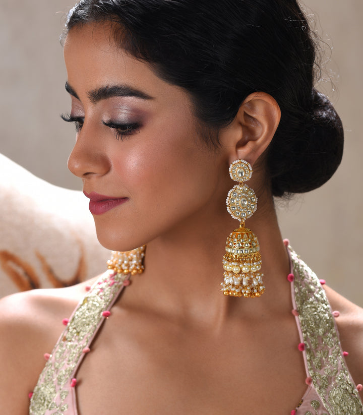 GAUTAMI WHITE KUNDAN JHUMKA