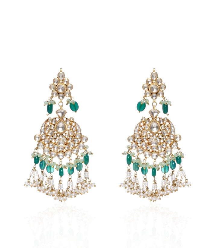 RUDRAKALI GREEN KUNDAN EARRING