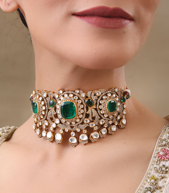 YASHMITA GREEN POLKI CHOKER SET