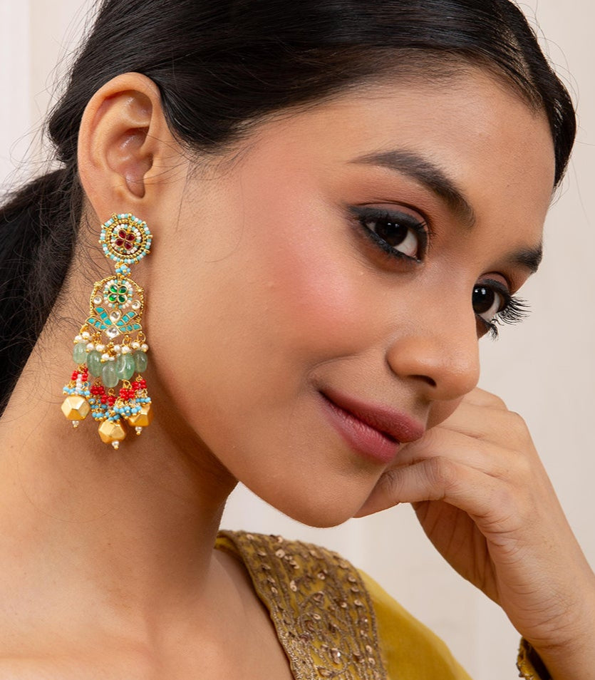 YASHMITA MULTI COLOUR KUNDAN EARRING