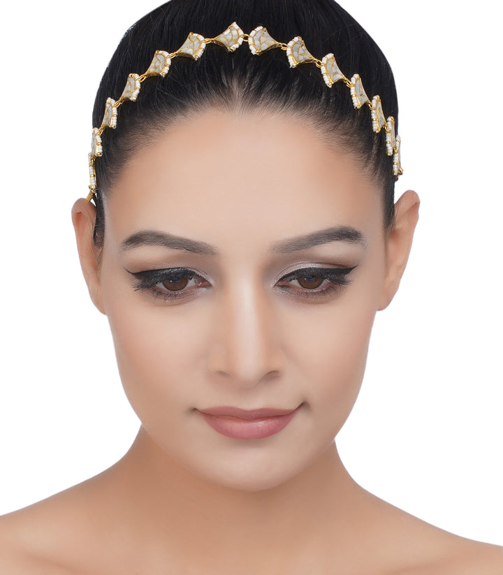 GOLD PLATED MOTHER OF PEARLS HAIRBAND