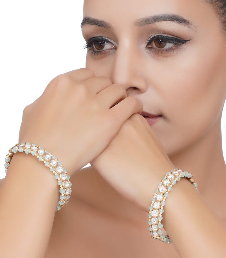MAWYA MINT SINGLE LINE POLKI BANGLES