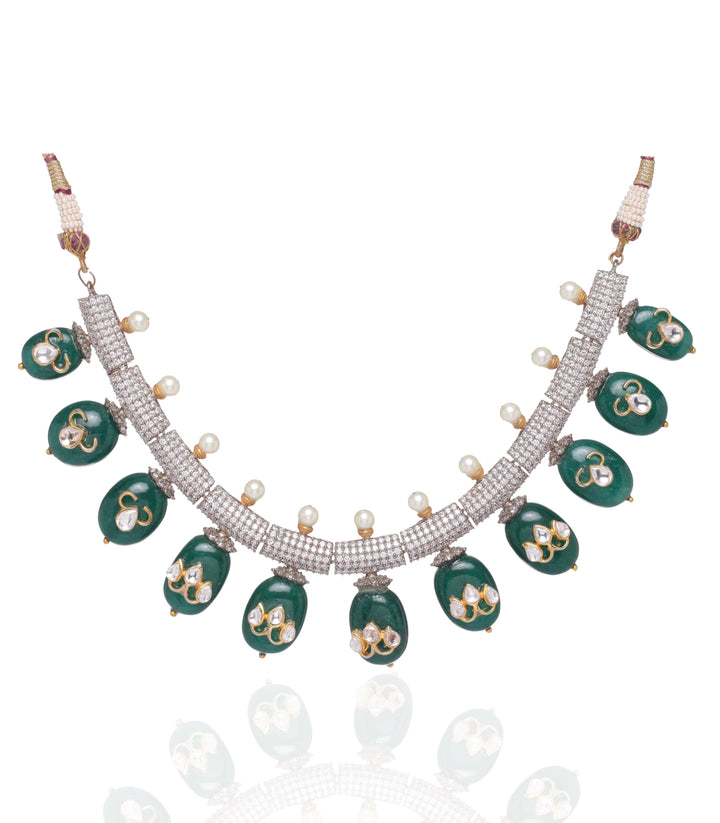 ISHVARI ANTIQUE GREEN NECKLACE SET