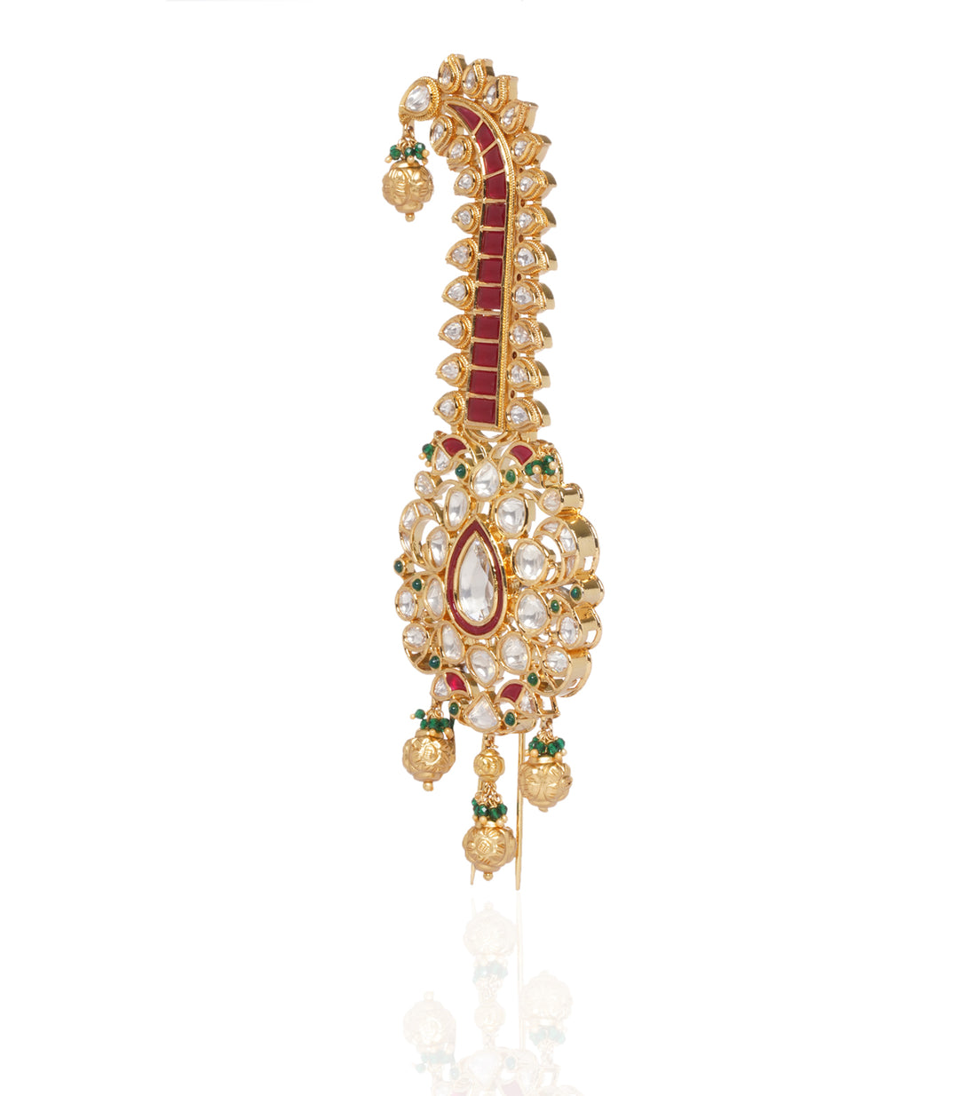 GOLD PLATED RED KUNDAN KALGI