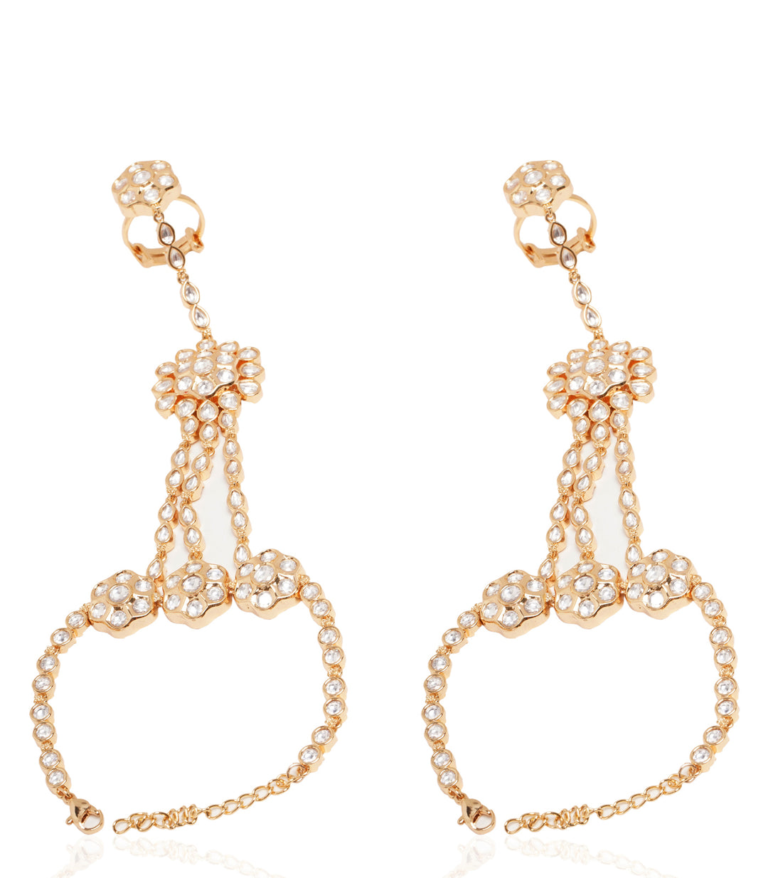 KUNDAN FLOWER LIGHT GOLD PLATED HATHPHOOL