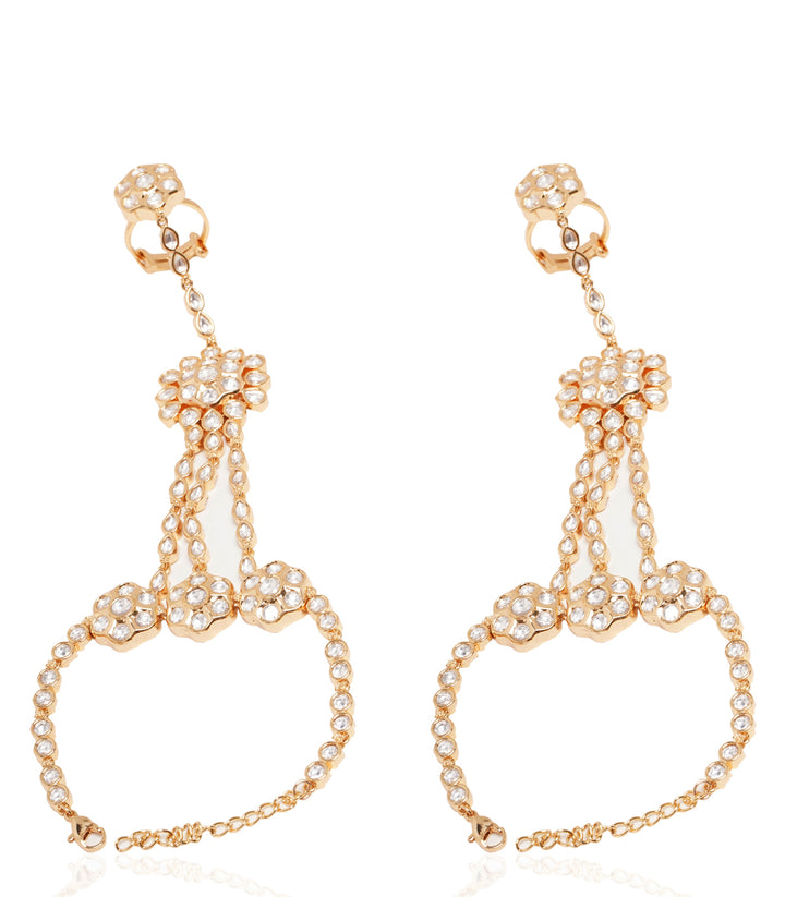 KUNDAN FLOWER LIGHT GOLD PLATED HATHPHOOL