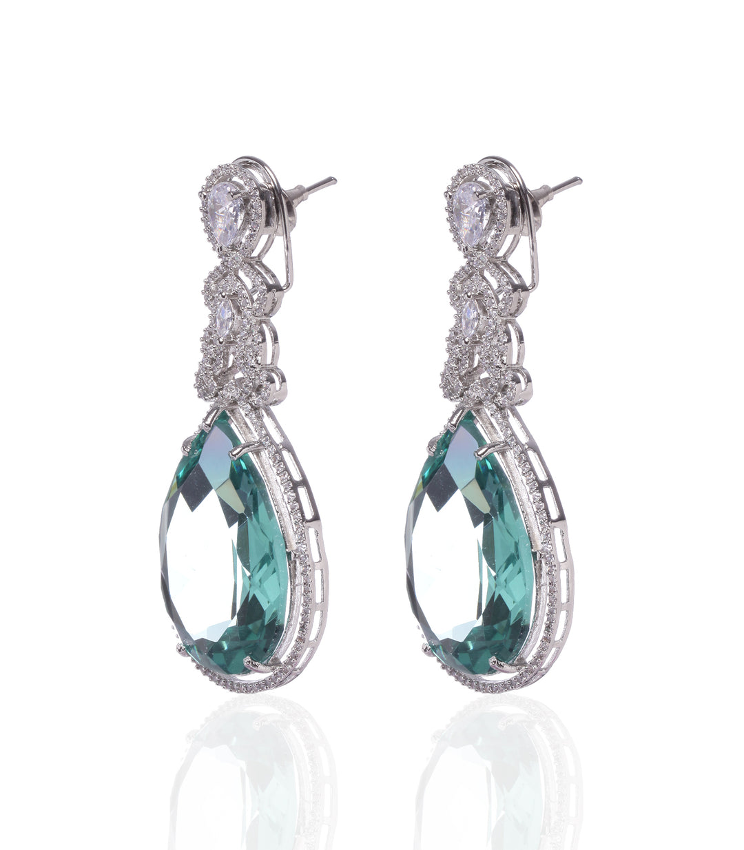 SILVER AQUA BLUE DOUBLET EARRING