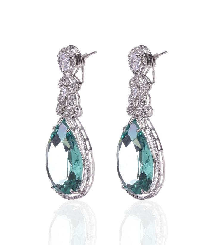 SILVER AQUA BLUE DOUBLET EARRING