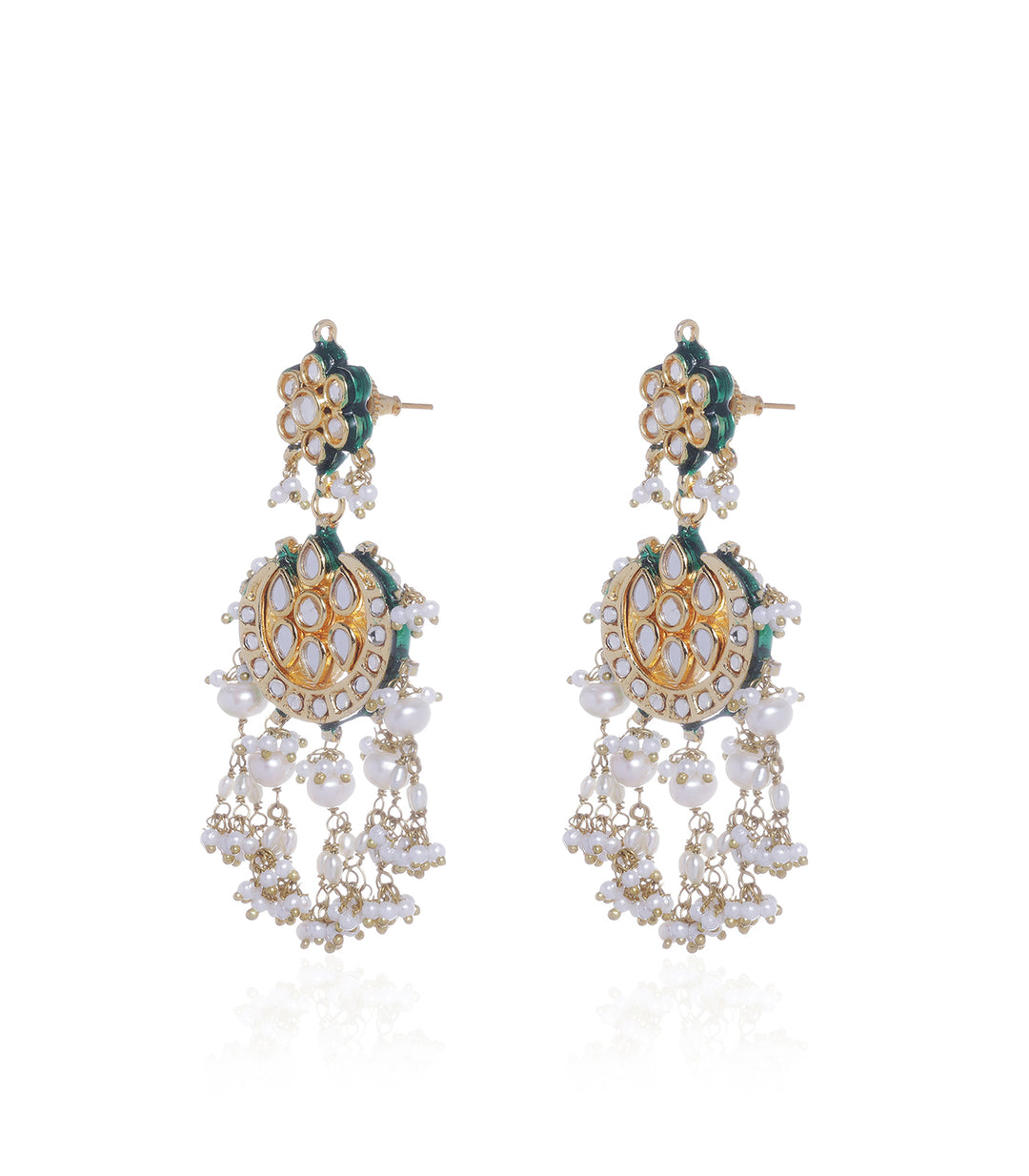 Vaidehi Green Kundan Chandbali