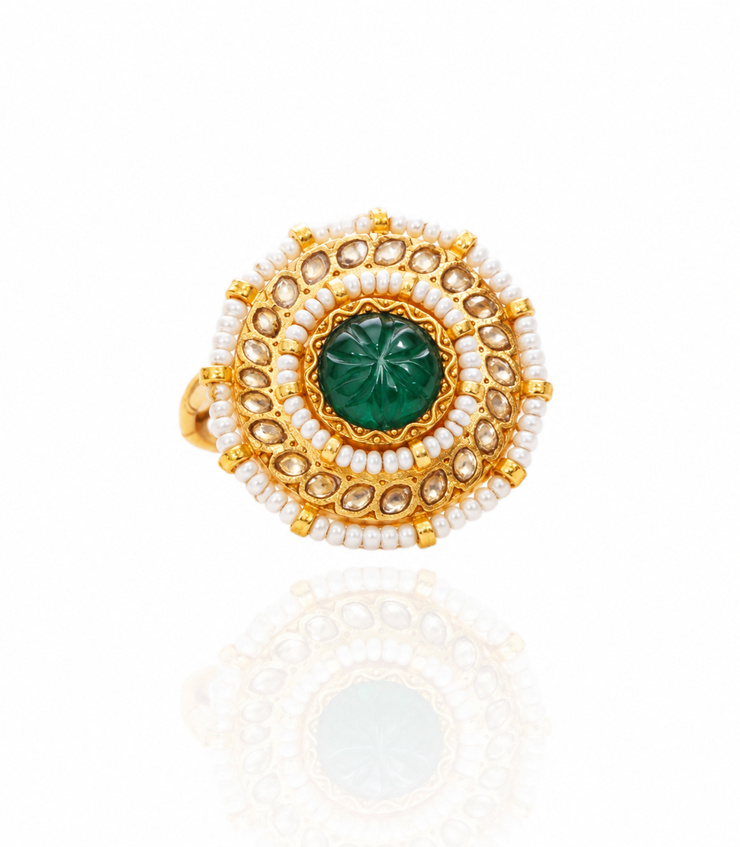 DEEPALI GREEN KUNDAN RING