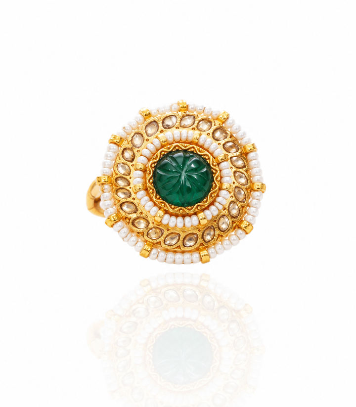 DEEPALI GREEN KUNDAN RING