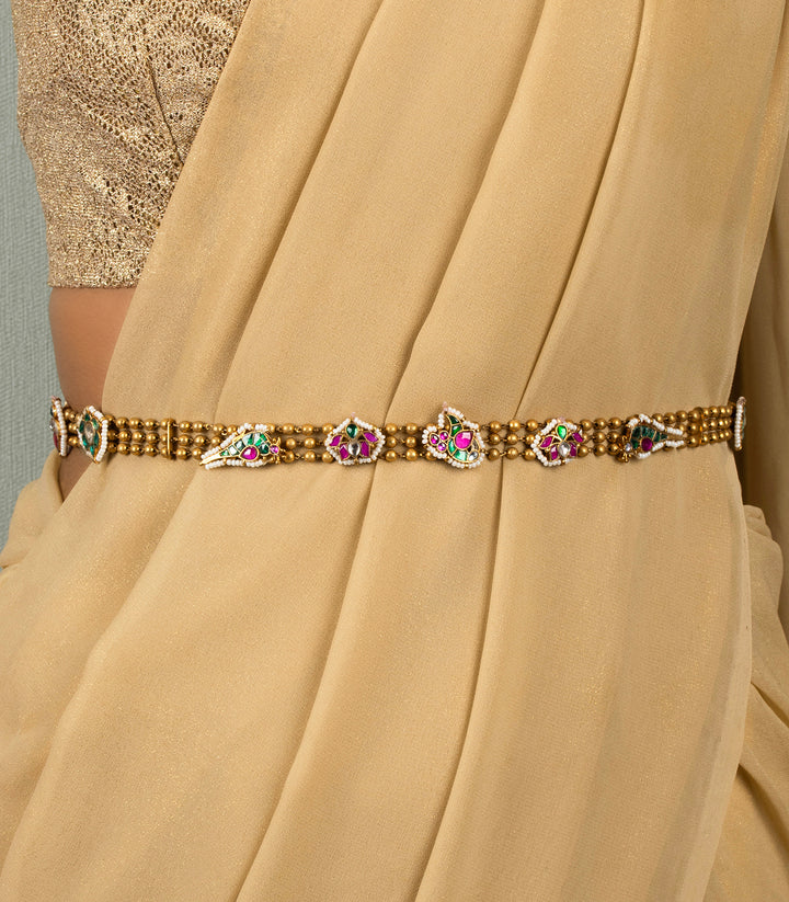 ISHIKA RED & GREEN KUNDAN BELT