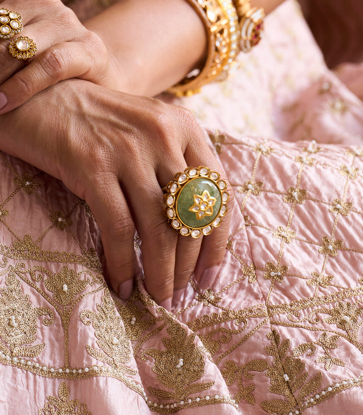 CHANDRIKA MINT KUNDAN RING