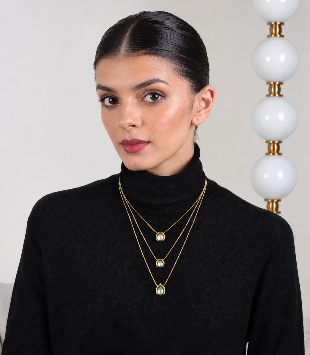 CHITRANI GREEN POLKI NECKLACE SET