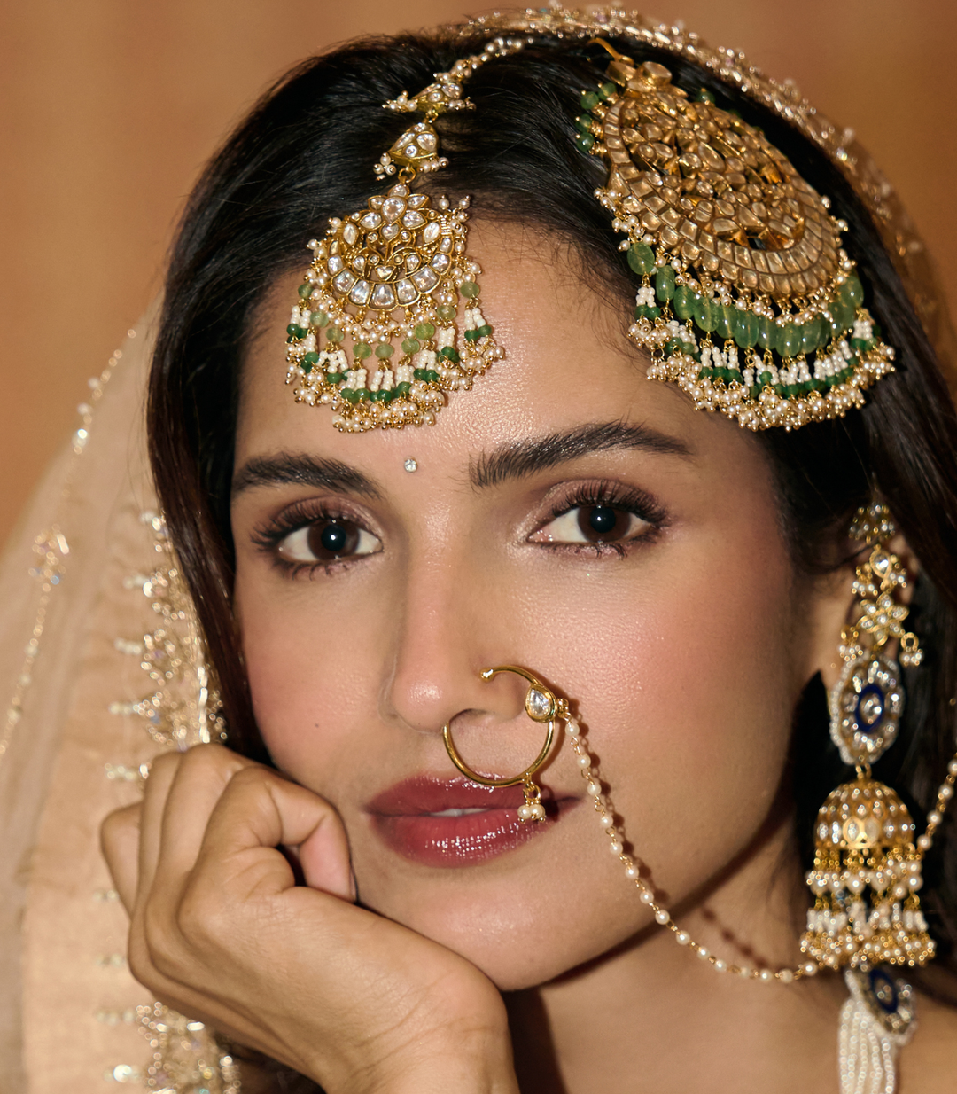 OMISHA GREEN KUNDAN TIKKA