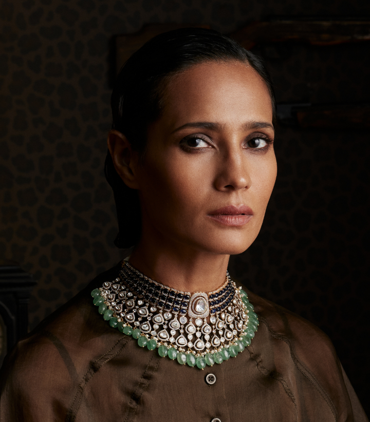 LEKHA BLUE POLKI NECKLACE SET