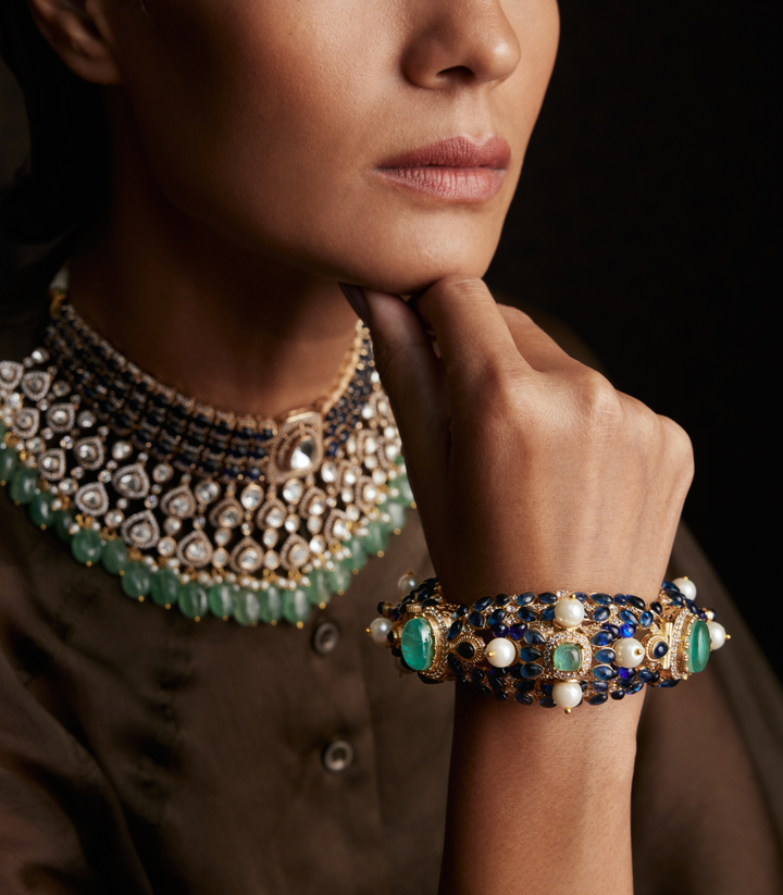 SHISTHI BLUE POLKI BANGLES