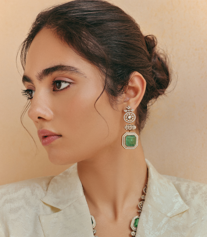 RIDVI MINT POLKI NECKLACE SET