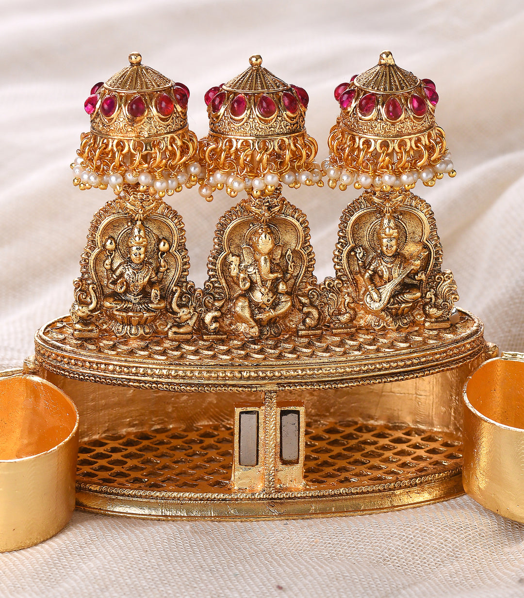 GOLD PLATED GANESH LAKSHMI SINDOOR BOX