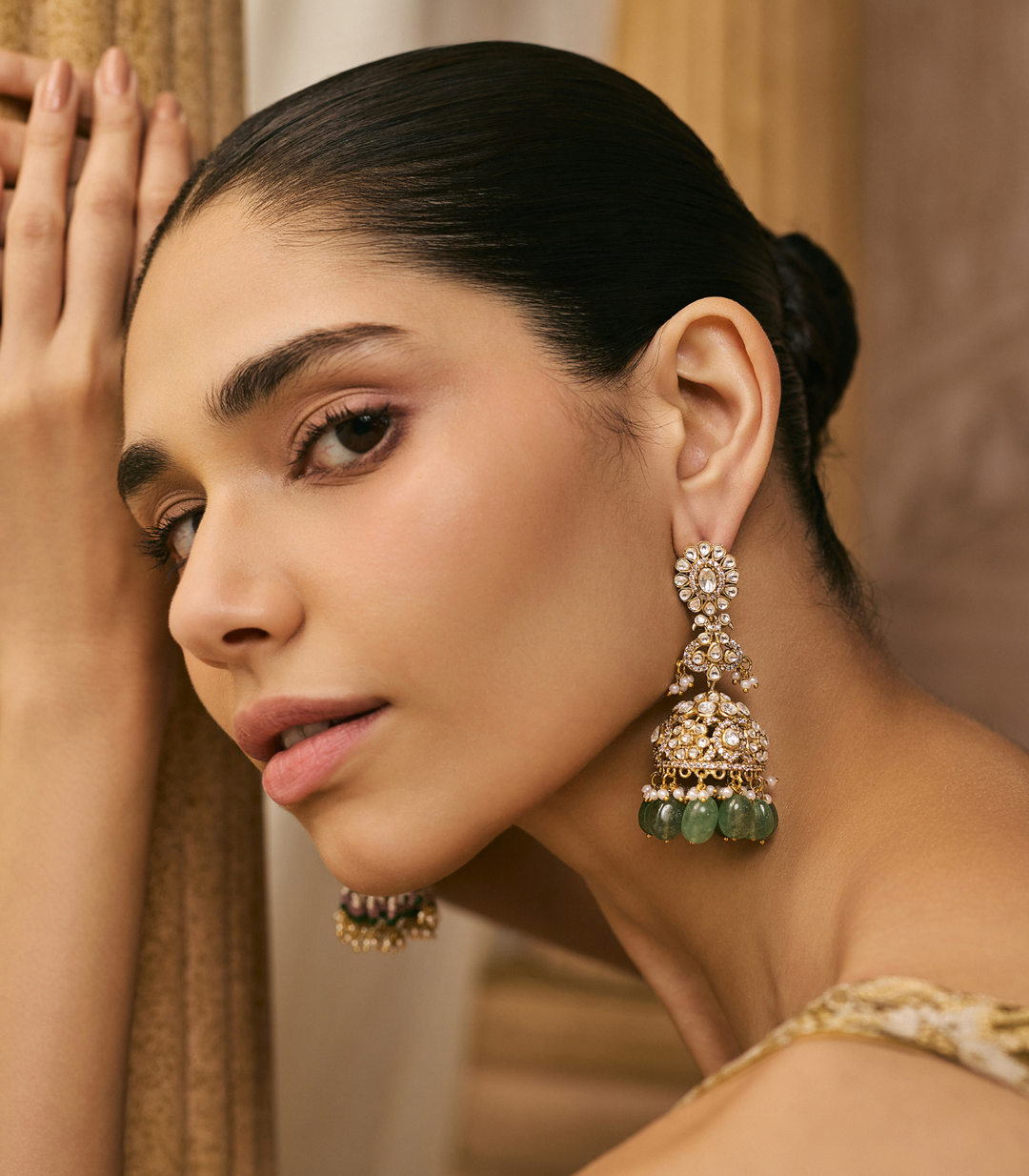 APARNA GREEN POLKI JHUMKA