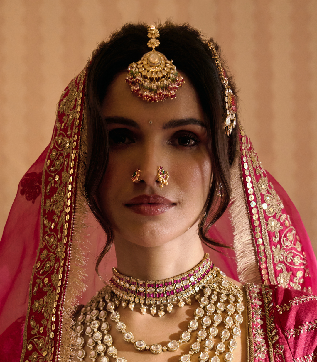 JIVIKA RED POLKI NECKLACE SET