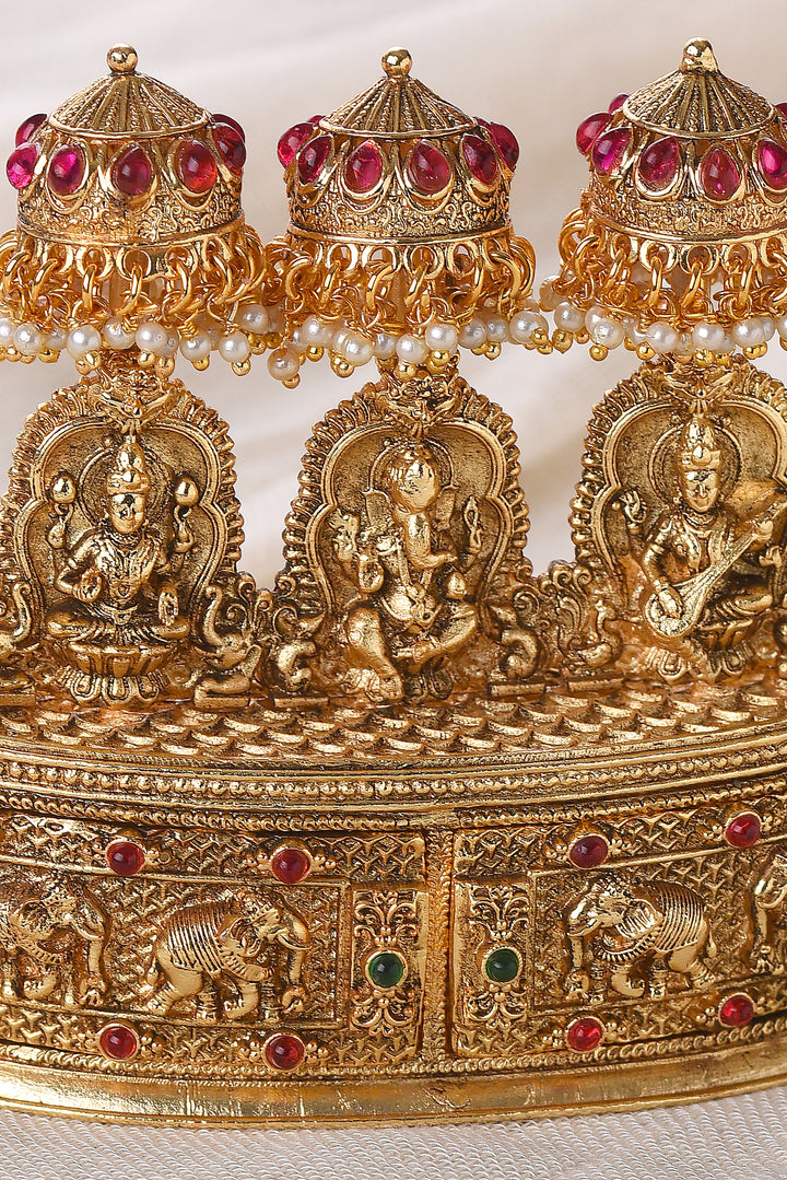 GOLD PLATED GANESH LAKSHMI SINDOOR BOX