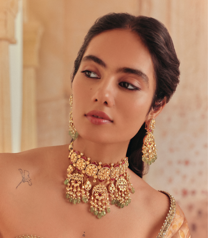 RUDRA GREEN MOISSANITE NECKLACE SET